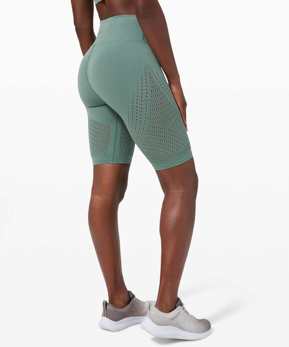 Lululemon Reveal Short Digital Rain Tidewater Teal 4 Athleisure Mesh Bike Yoga